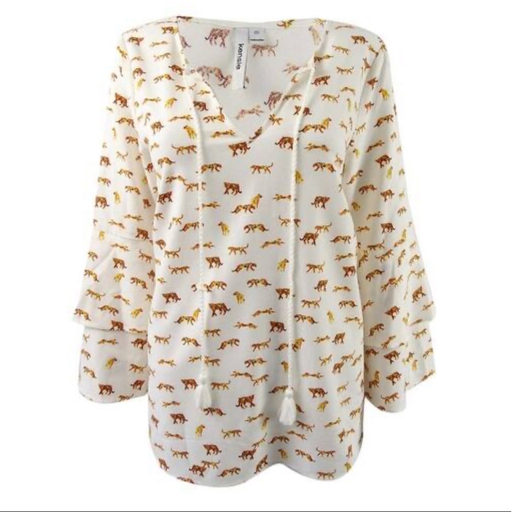 Kensie Cheetah Print Peasant Top